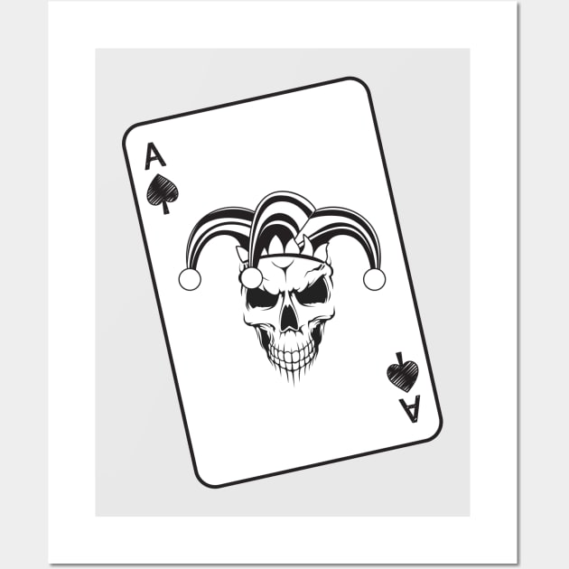 Evil Jester Ace of Spades Skull Playing Card